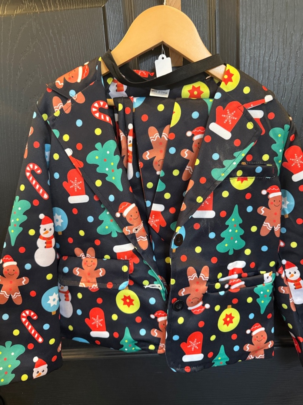 Kids Holiday Blazer with Festive Print